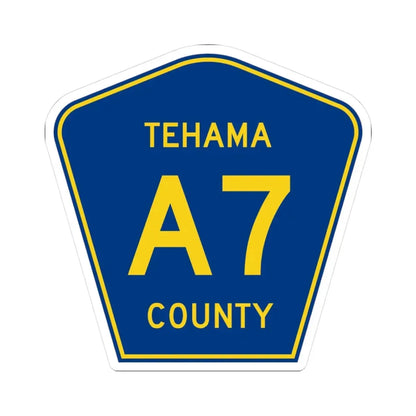 Tehama County A7 (California) (Road Sign) STICKER Vinyl Kiss-Cut Decal 3 Inch White - The Sticker Space
