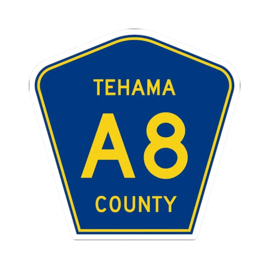 Tehama County A8 (California) (Road Sign) STICKER Vinyl Kiss-Cut Decal 2 Inch White - The Sticker Space