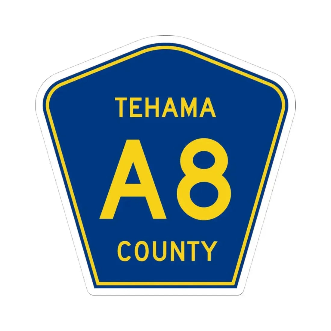 Tehama County A8 (California) (Road Sign) STICKER Vinyl Kiss-Cut Decal 4 Inch White - The Sticker Space