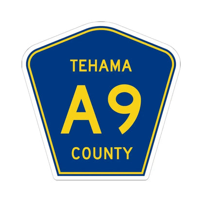 Tehama County A9 (California) (Road Sign) STICKER Vinyl Kiss-Cut Decal 6 Inch White - The Sticker Space