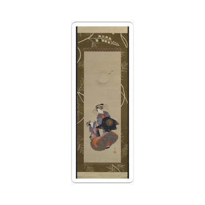 Teisai Hokuba - Beauty of the Yoshiwara with Apprentice in Moonlight - 19th century - STICKER Vinyl Kiss-Cut Decal