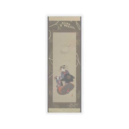 Teisai Hokuba - Beauty of the Yoshiwara with Apprentice in Moonlight - 19th century - STICKER Vinyl Kiss-Cut Decal