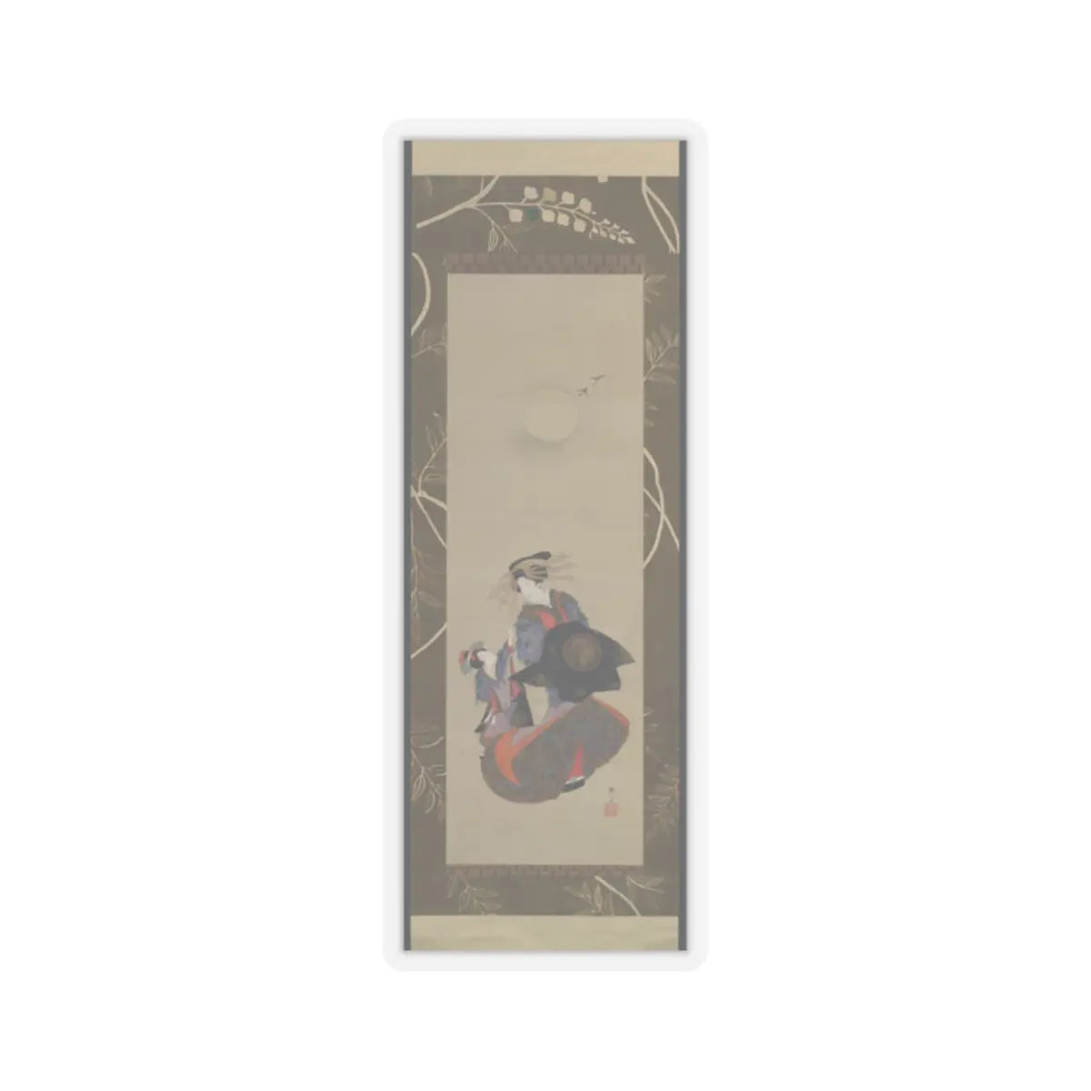 Teisai Hokuba - Beauty of the Yoshiwara with Apprentice in Moonlight - 19th century - STICKER Vinyl Kiss-Cut Decal