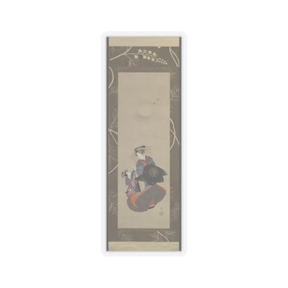 Teisai Hokuba - Beauty of the Yoshiwara with Apprentice in Moonlight - 19th century - STICKER Vinyl Kiss-Cut Decal
