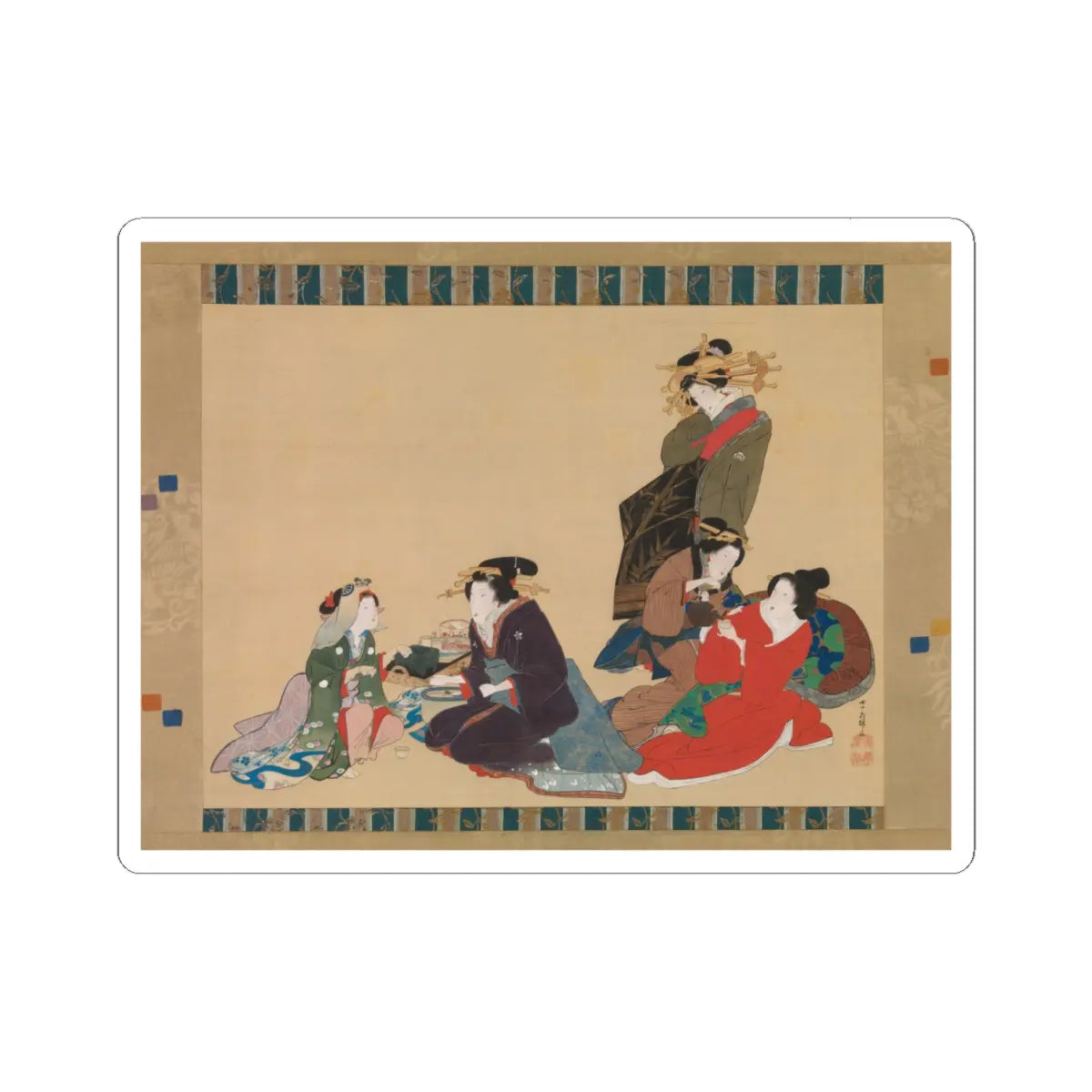 Teisai Hokuba - Five Beauties - 1840 v1 - STICKER Vinyl Kiss-Cut Decal