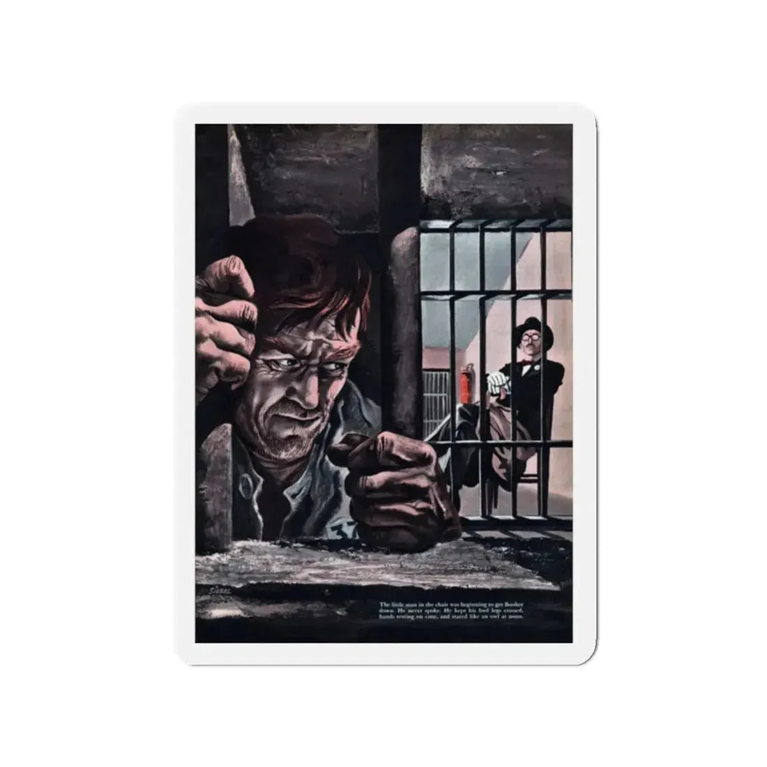 Telepathy vs Murder, Cavalier, January 1953 (Magazine Illustration) Refrigerator Magnet 2 Inch Die-Cut - The Sticker Space