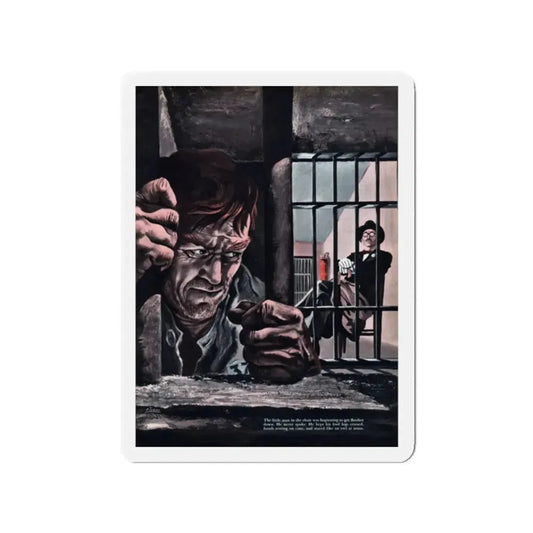 Telepathy vs Murder, Cavalier, January 1953 (Magazine Illustration) Refrigerator Magnet 2 Inch Die-Cut - The Sticker Space