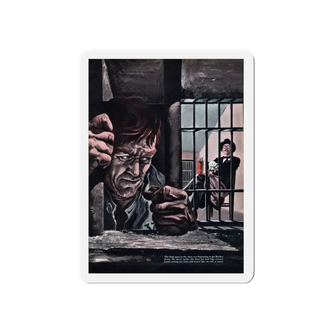 Telepathy vs Murder, Cavalier, January 1953 (Magazine Illustration) Refrigerator Magnet 3 Inch Die-Cut - The Sticker Space