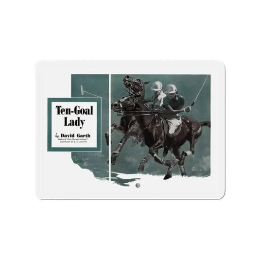 Ten-Goal Lady (1), Cosmopolitan, August 1937 (Magazine Illustration) Refrigerator Magnet 2 Inch Die-Cut - The Sticker Space