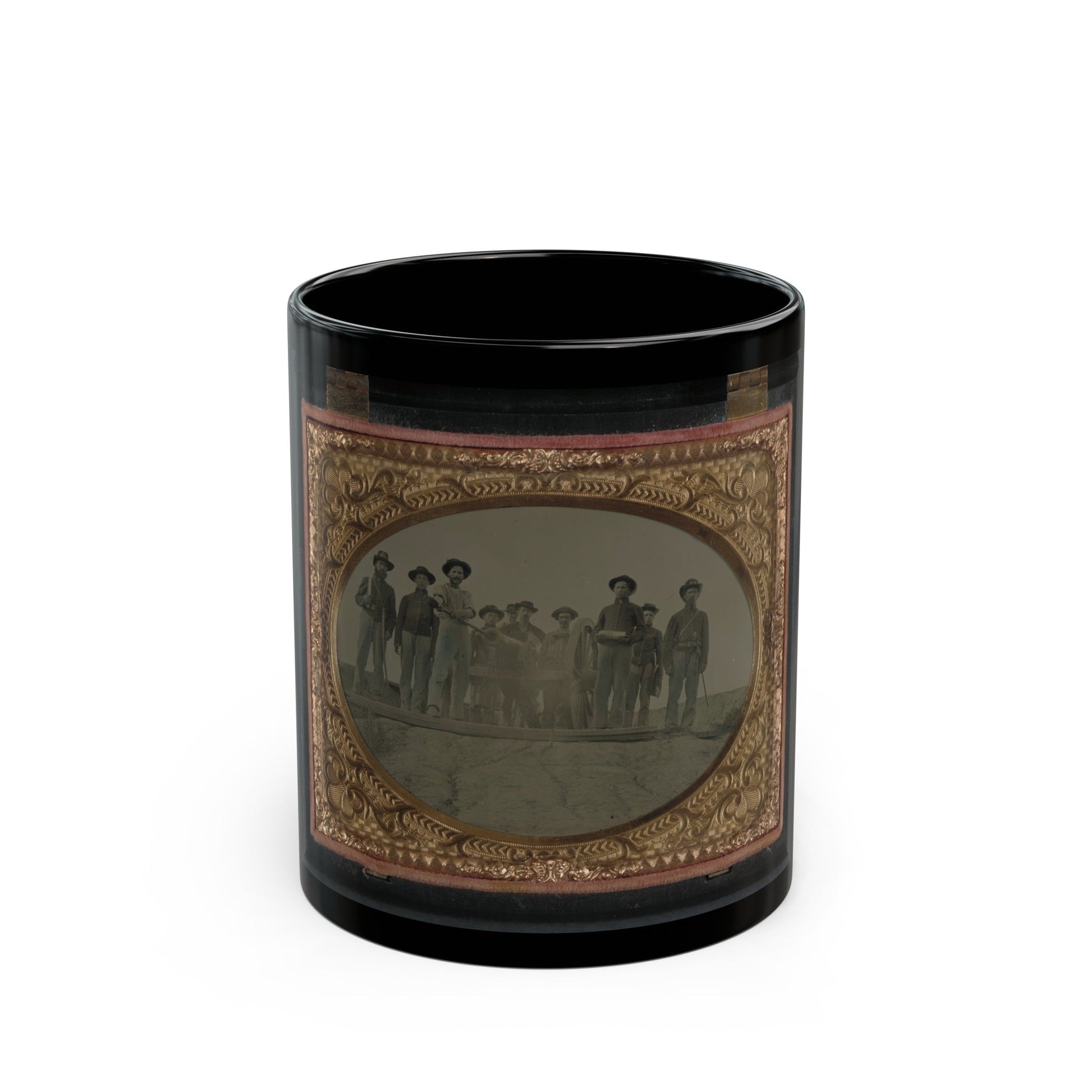 Ten Unidentified Artillery Soldiers In Union Uniforms With Cannon (U.S. Civil War) Black Coffee Mug-11oz-The Sticker Space