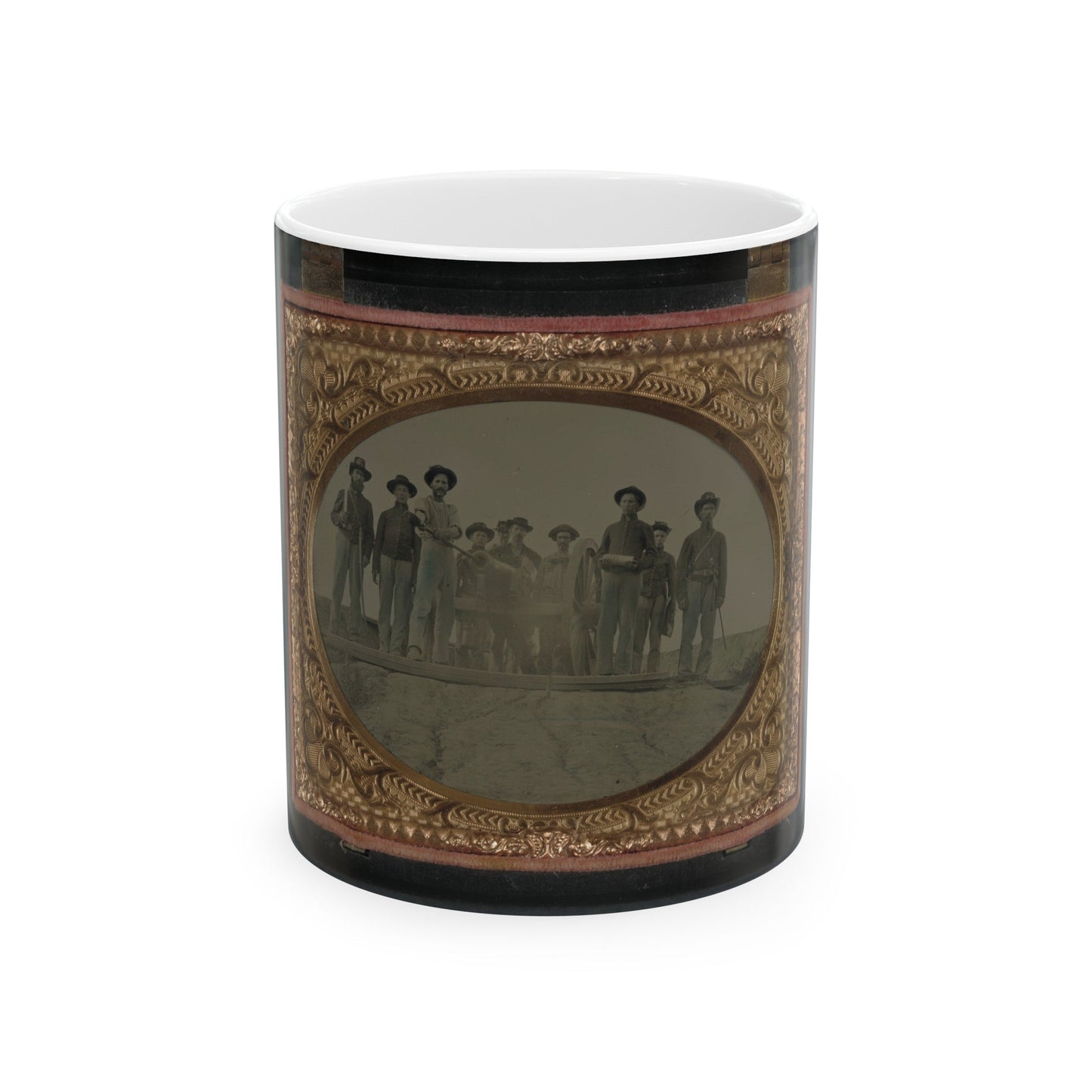 Ten Unidentified Artillery Soldiers In Union Uniforms With Cannon (U.S. Civil War) White Coffee Mug-11oz-The Sticker Space