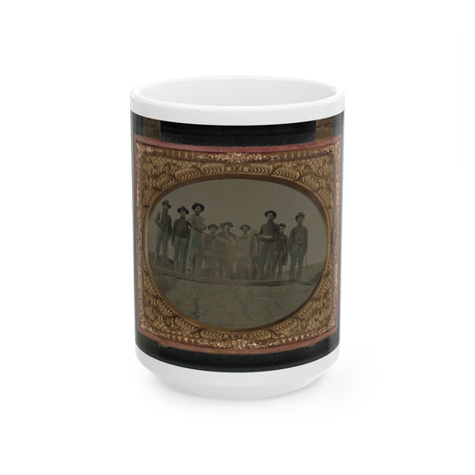 Ten Unidentified Artillery Soldiers In Union Uniforms With Cannon (U.S. Civil War) White Coffee Mug-15oz-The Sticker Space