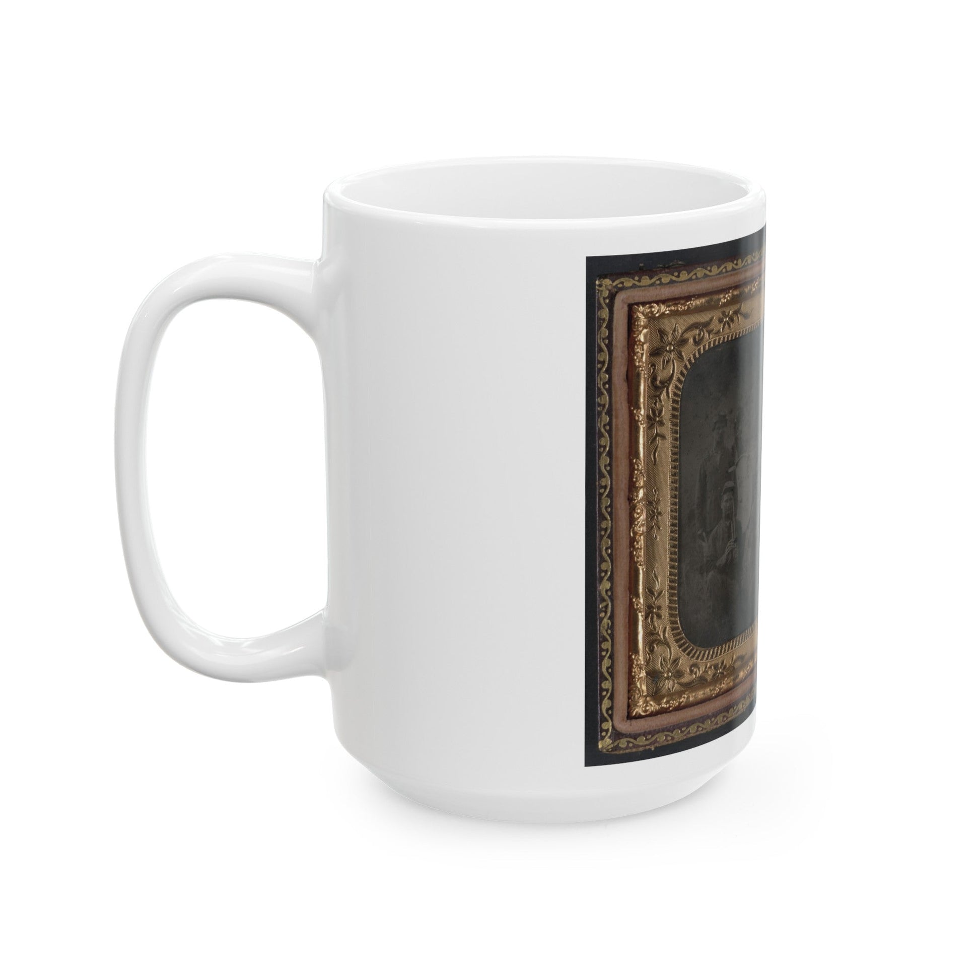 Ten Unidentified Soldiers That Form A Union Regimental Band With Saxhorns And Drums (U.S. Civil War) White Coffee Mug-The Sticker Space