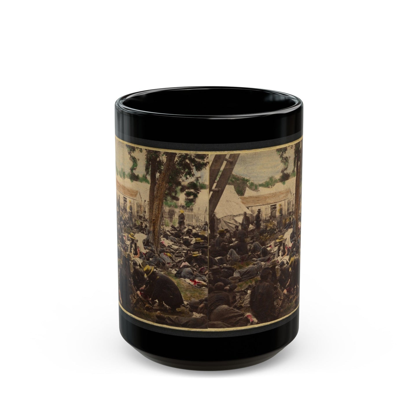 Tending Wounded Union Soldiers At Savage's Station, Virginia, During The Peninsular Campaign (U.S. Civil War) Black Coffee Mug-15oz-The Sticker Space