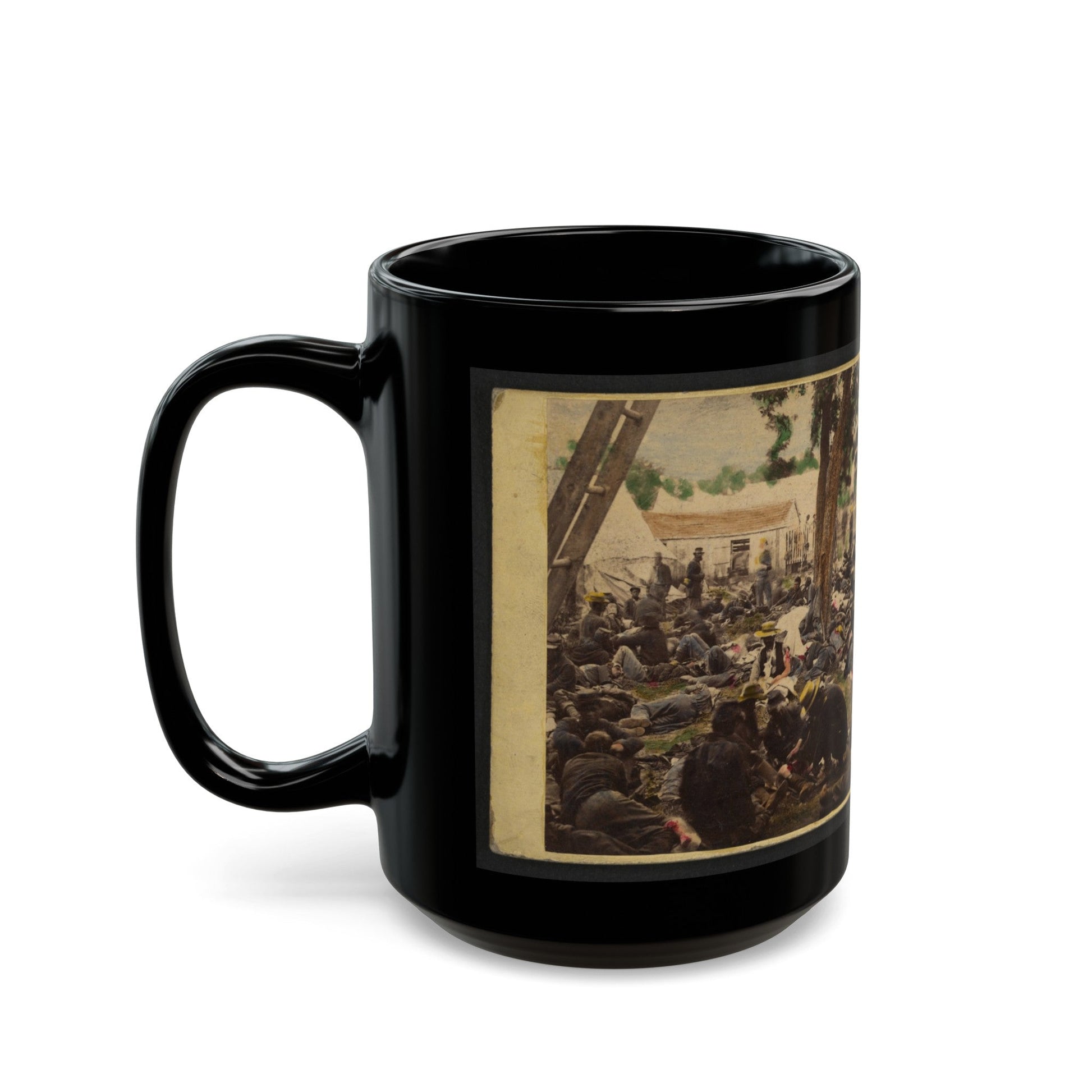 Tending Wounded Union Soldiers At Savage's Station, Virginia, During The Peninsular Campaign (U.S. Civil War) Black Coffee Mug-The Sticker Space