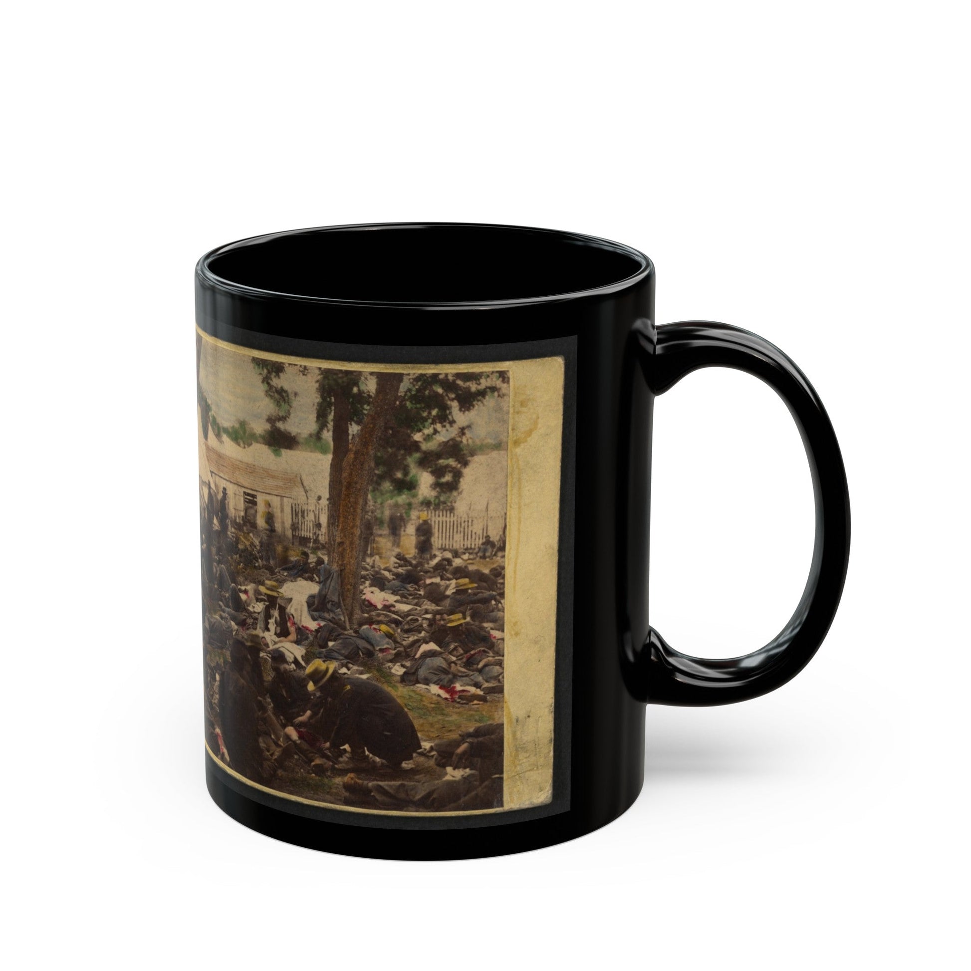 Tending Wounded Union Soldiers At Savage's Station, Virginia, During The Peninsular Campaign (U.S. Civil War) Black Coffee Mug-The Sticker Space