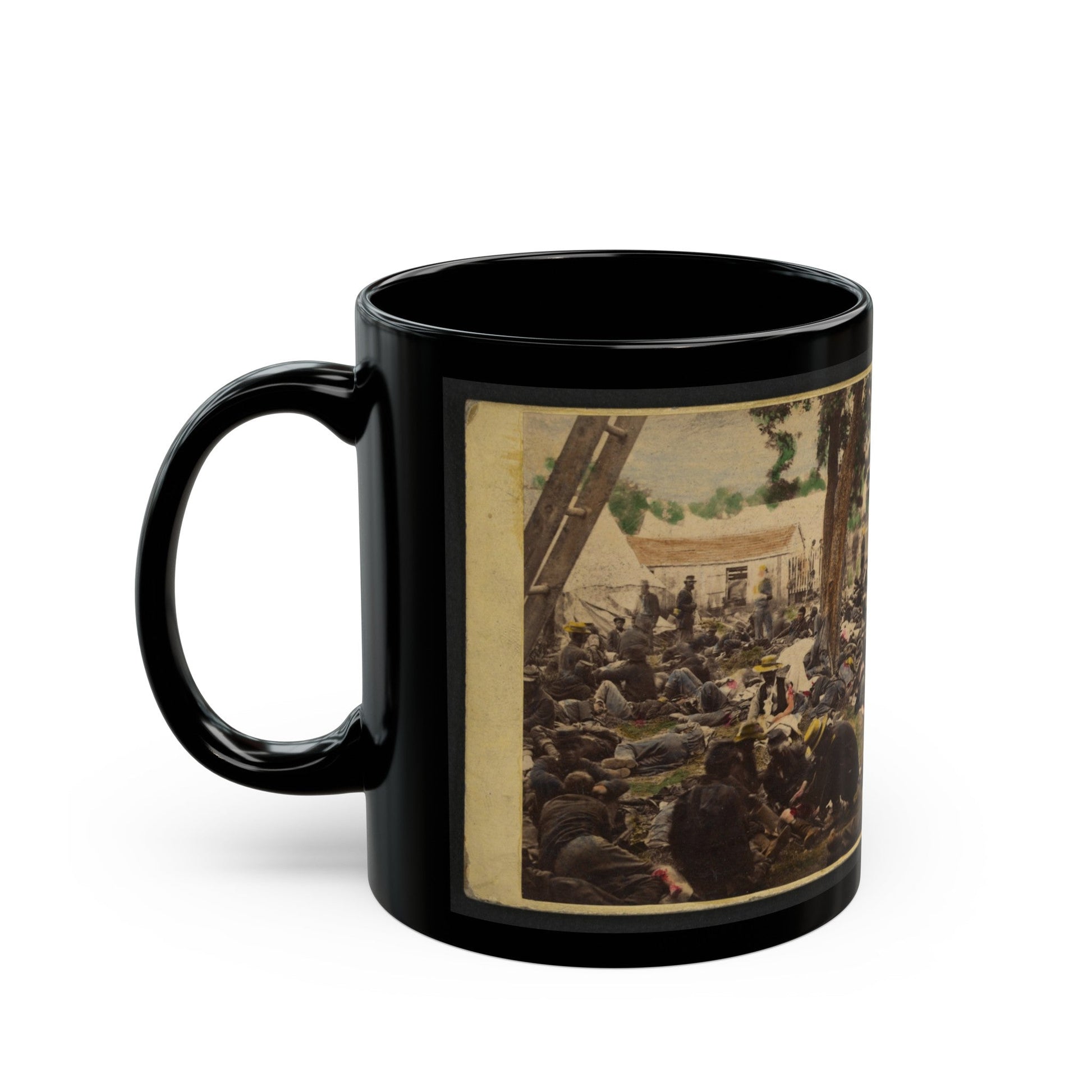 Tending Wounded Union Soldiers At Savage's Station, Virginia, During The Peninsular Campaign (U.S. Civil War) Black Coffee Mug-The Sticker Space