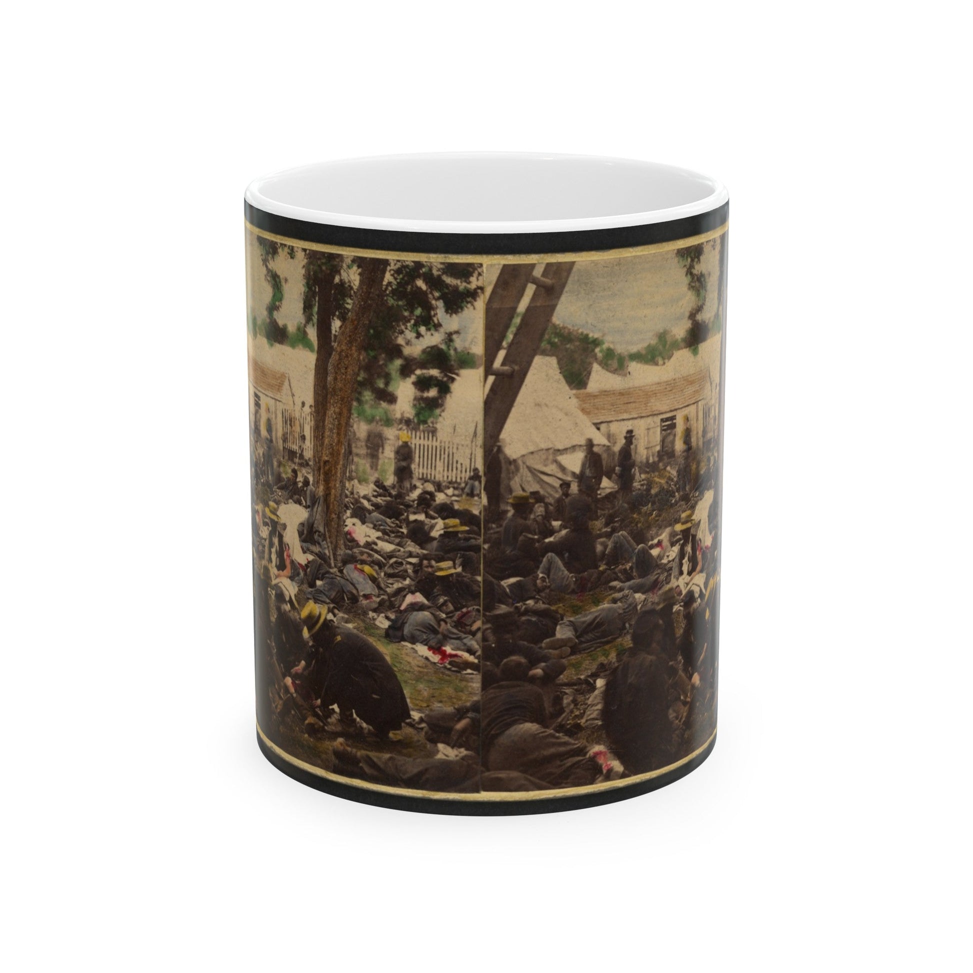 Tending Wounded Union Soldiers At Savage's Station, Virginia, During The Peninsular Campaign (U.S. Civil War) White Coffee Mug-11oz-The Sticker Space