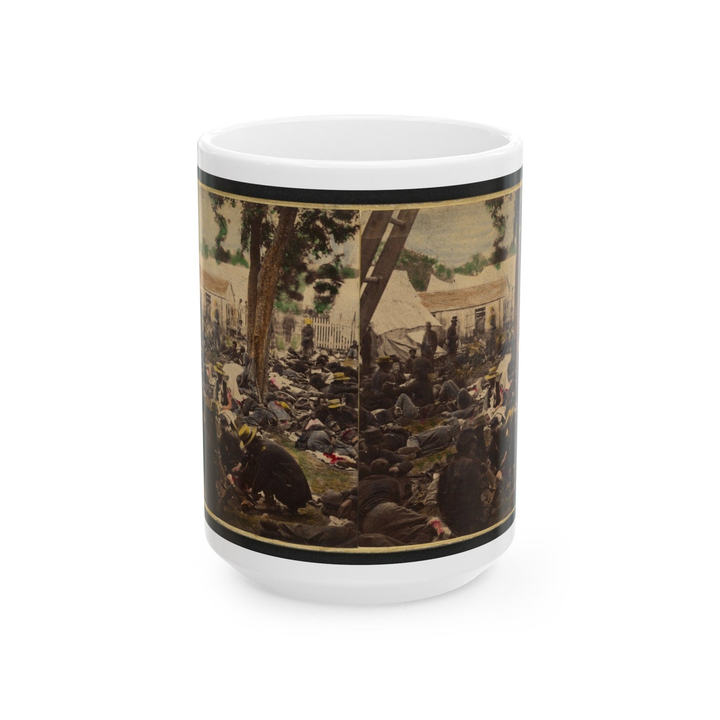 Tending Wounded Union Soldiers At Savage's Station, Virginia, During The Peninsular Campaign (U.S. Civil War) White Coffee Mug-15oz-The Sticker Space