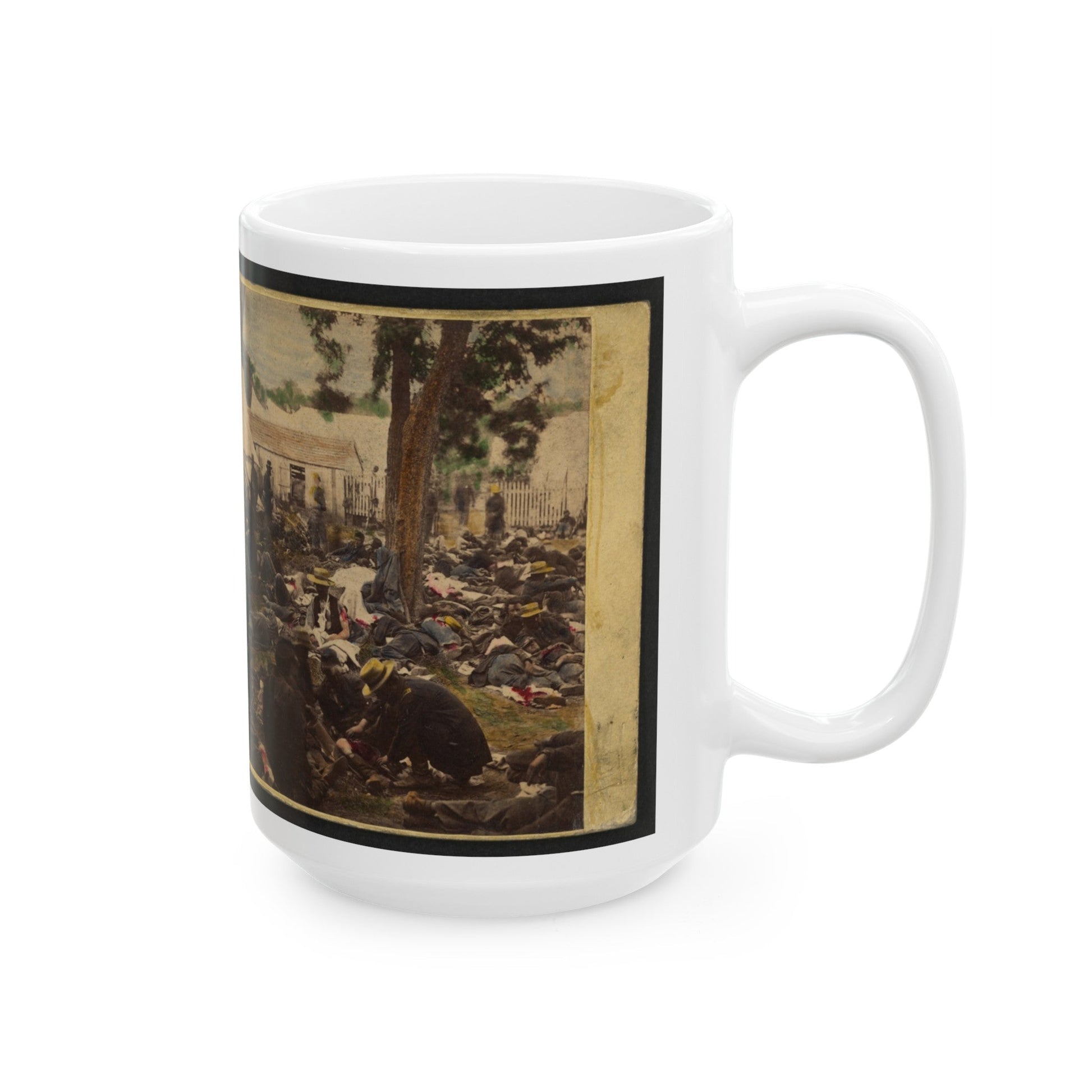 Tending Wounded Union Soldiers At Savage's Station, Virginia, During The Peninsular Campaign (U.S. Civil War) White Coffee Mug-The Sticker Space