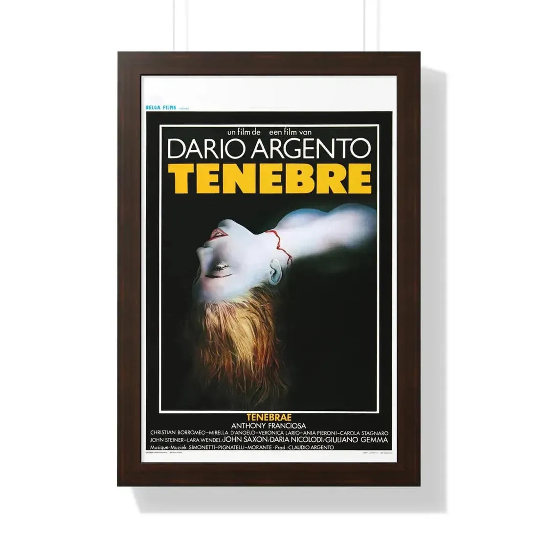 TENEBRE (BELGIAN) 1982 - Framed Movie Poster 16″ x 24″ Walnut - The Sticker Space