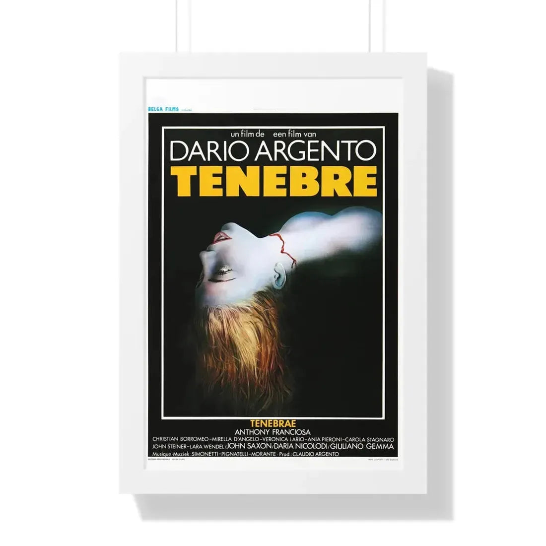 TENEBRE (BELGIAN) 1982 - Framed Movie Poster 16″ x 24″ White - The Sticker Space