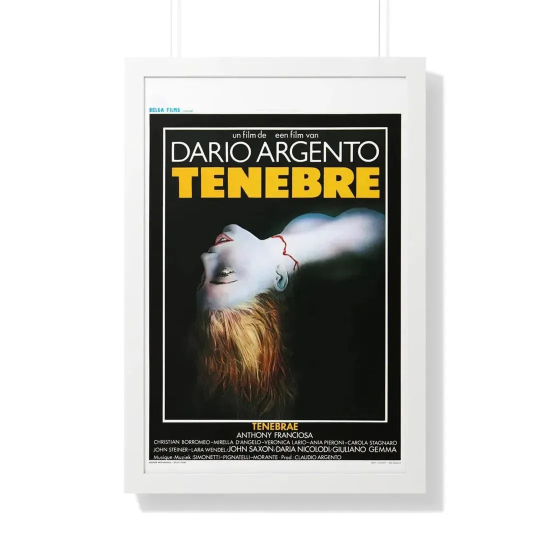 TENEBRE (BELGIAN) 1982 - Framed Movie Poster 20" x 30" White - The Sticker Space