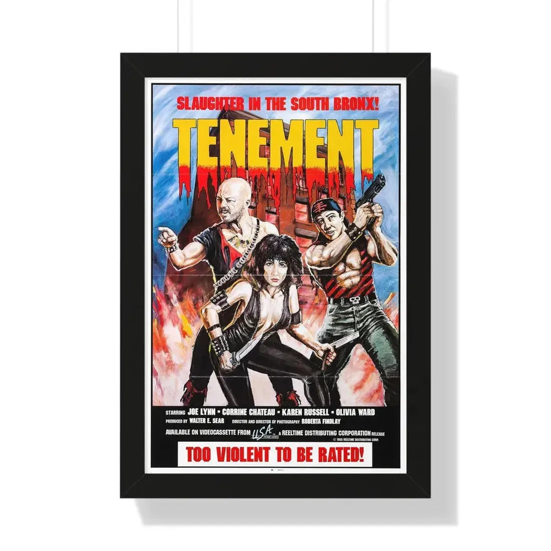 TENEMENT (GAME OF SURVIVAL) 1985 - Framed Movie Poster 16″ x 24″ Black - The Sticker Space