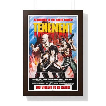 TENEMENT (GAME OF SURVIVAL) 1985 - Framed Movie Poster 16″ x 24″ Walnut - The Sticker Space