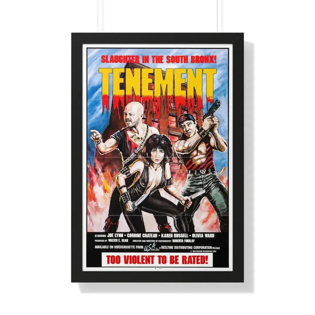 TENEMENT (GAME OF SURVIVAL) 1985 - Framed Movie Poster 20" x 30" Black - The Sticker Space