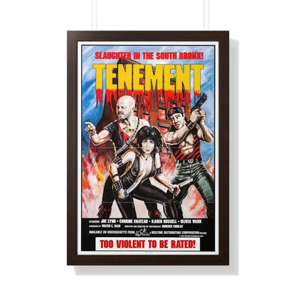TENEMENT (GAME OF SURVIVAL) 1985 - Framed Movie Poster 20" x 30" Walnut - The Sticker Space