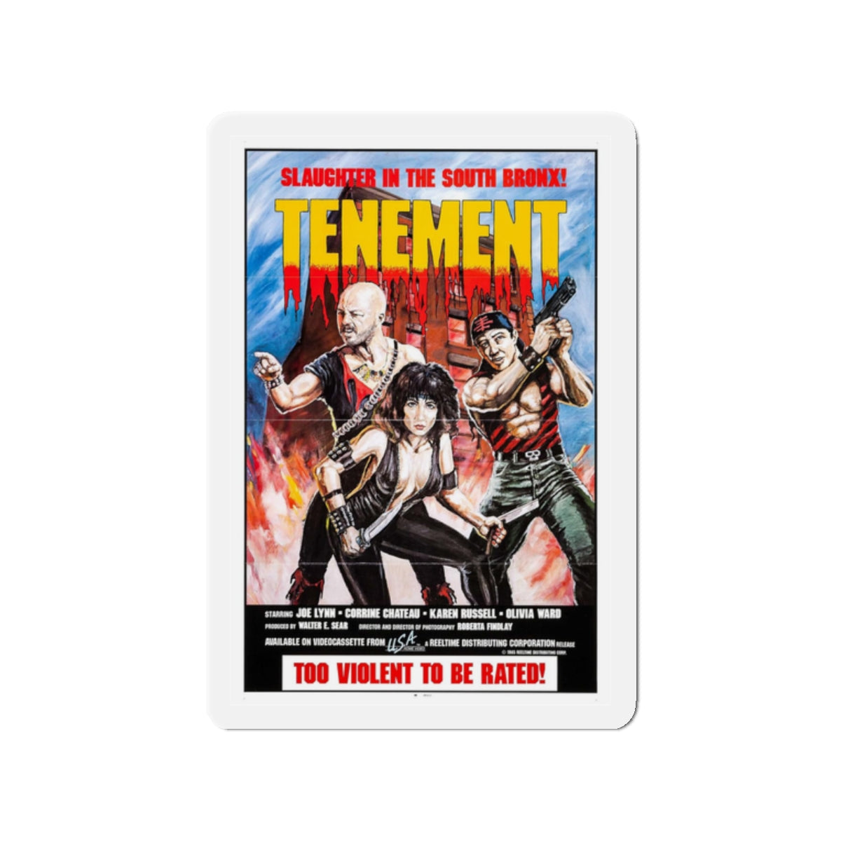 TENEMENT (GAME OF SURVIVAL) 1985 Movie Poster - Refrigerator Magnet-2" x 2"-The Sticker Space