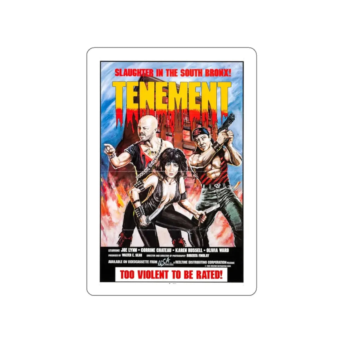 TENEMENT (GAME OF SURVIVAL) 1985 Movie Poster STICKER Vinyl Die-Cut Decal 4 Inch - The Sticker Space