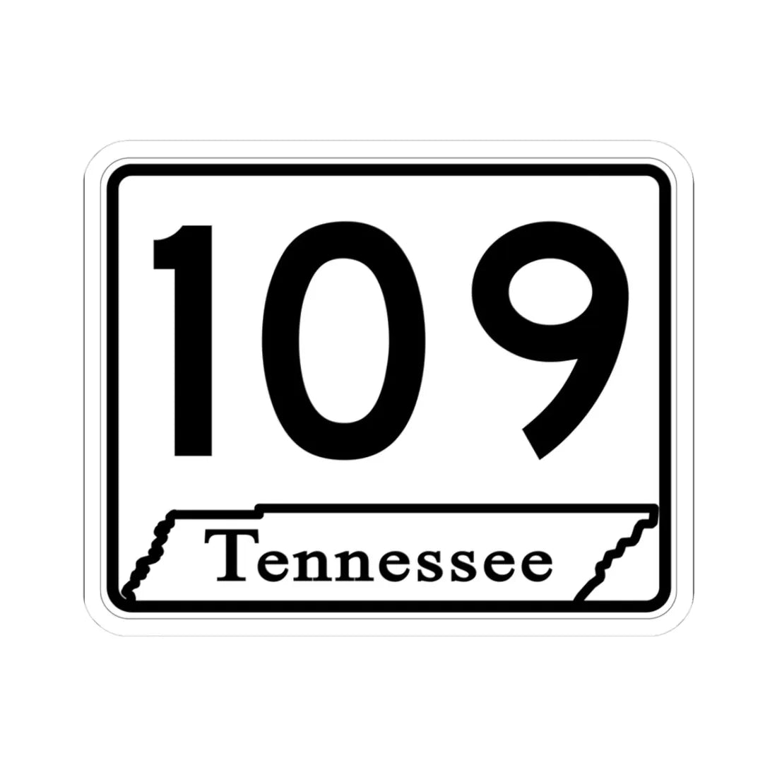 Tennessee 109 (Tennessee) (Road Sign) STICKER Vinyl Kiss-Cut Decal 3 Inch White - The Sticker Space