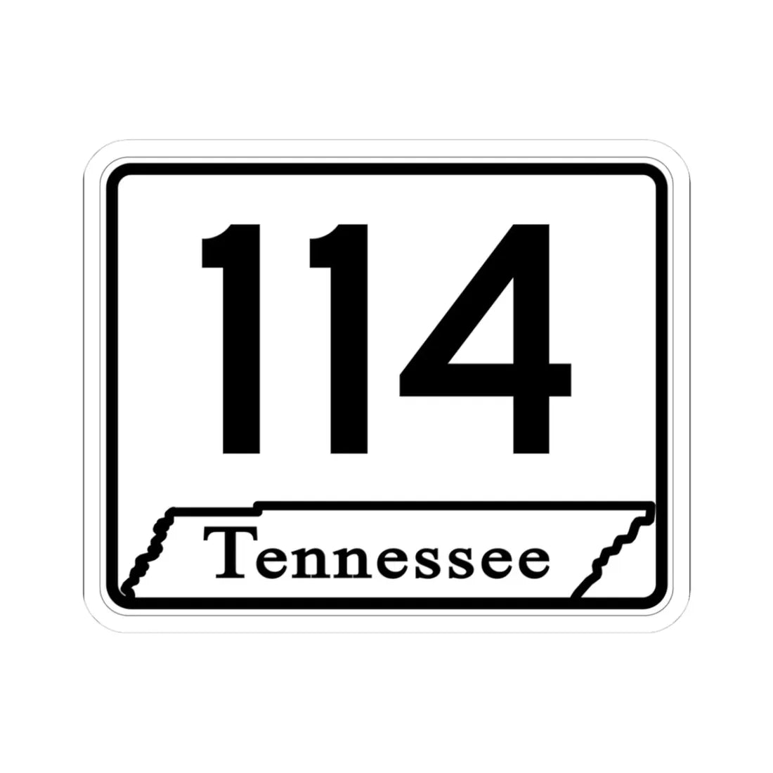 Tennessee 114 (Tennessee) (Road Sign) STICKER Vinyl Kiss-Cut Decal 3 Inch White - The Sticker Space