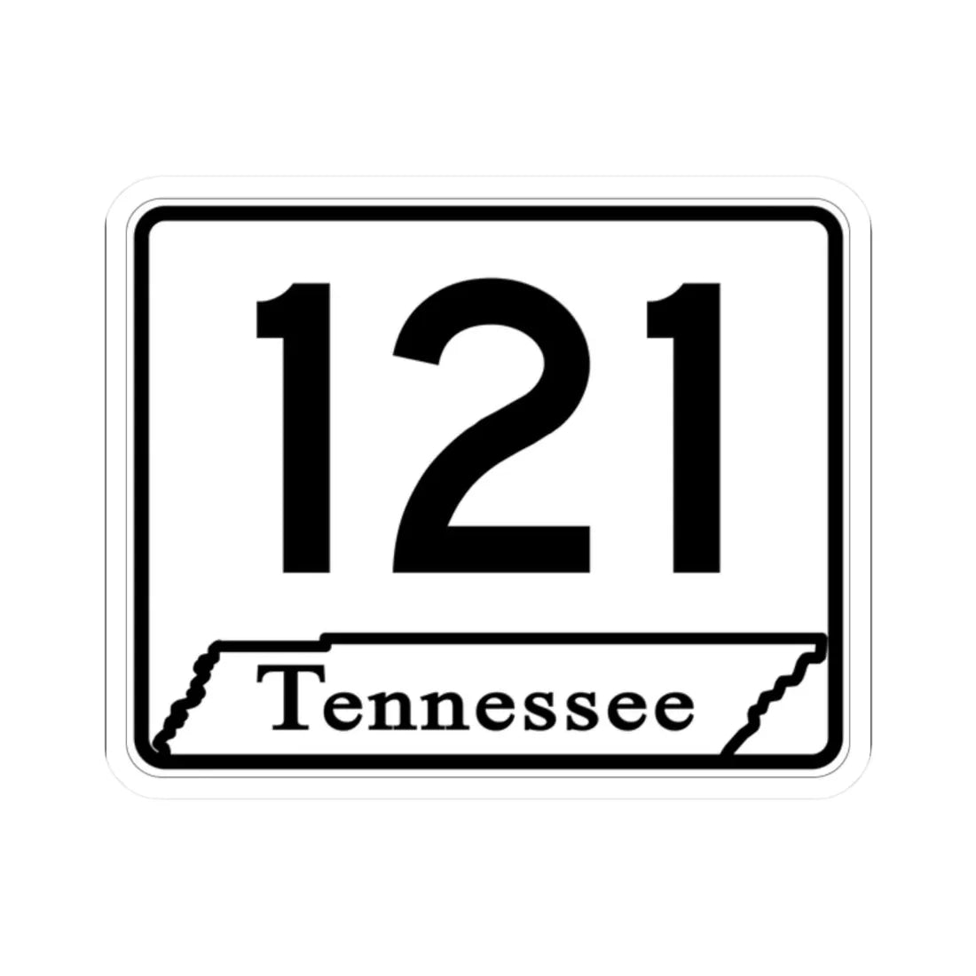 Tennessee 121 (Tennessee) (Road Sign) STICKER Vinyl Kiss-Cut Decal 2 Inch White - The Sticker Space