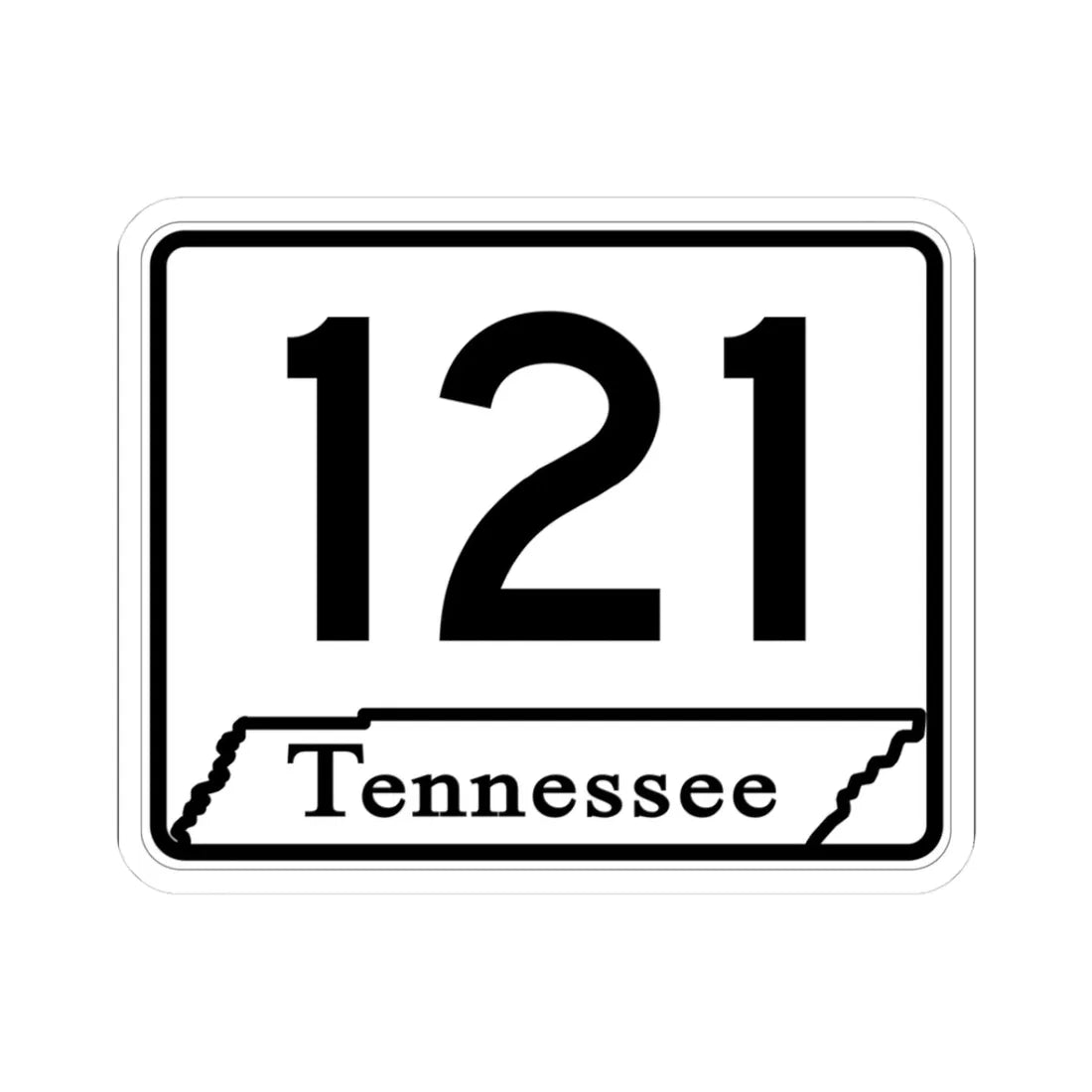 Tennessee 121 (Tennessee) (Road Sign) STICKER Vinyl Kiss-Cut Decal 3 Inch White - The Sticker Space