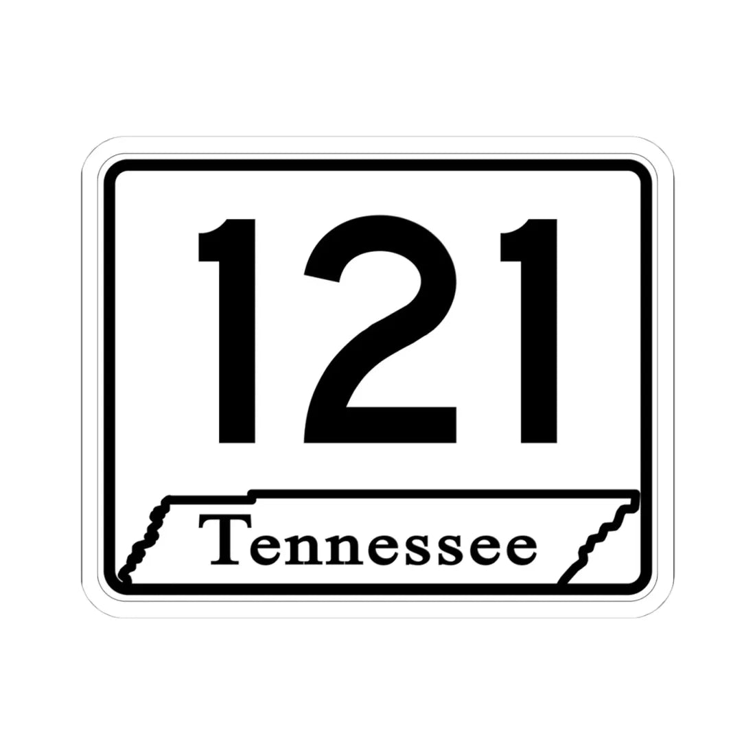 Tennessee 121 (Tennessee) (Road Sign) STICKER Vinyl Kiss-Cut Decal 4 Inch White - The Sticker Space