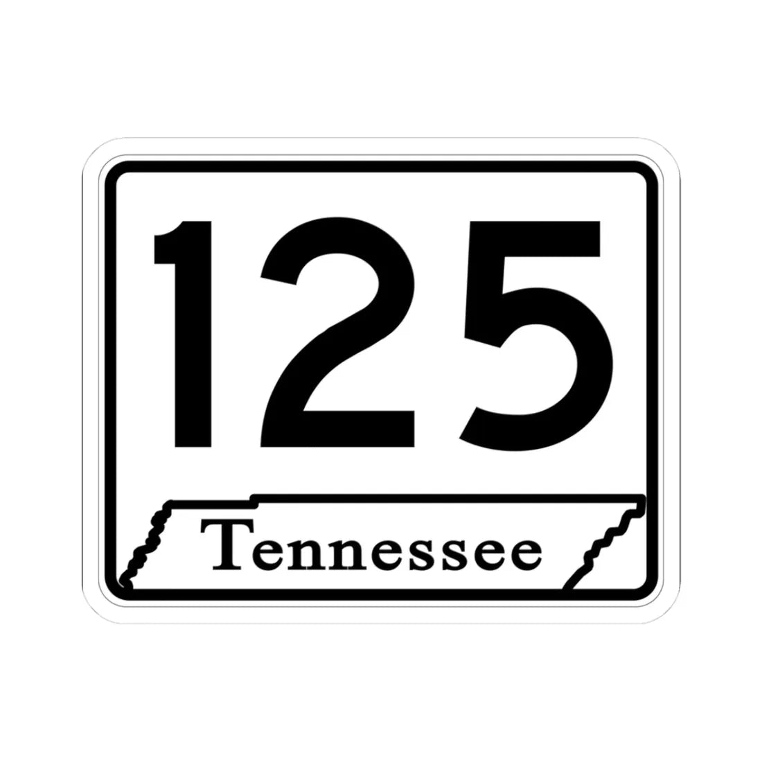 Tennessee 125 (Tennessee) (Road Sign) STICKER Vinyl Kiss-Cut Decal 3 Inch White - The Sticker Space