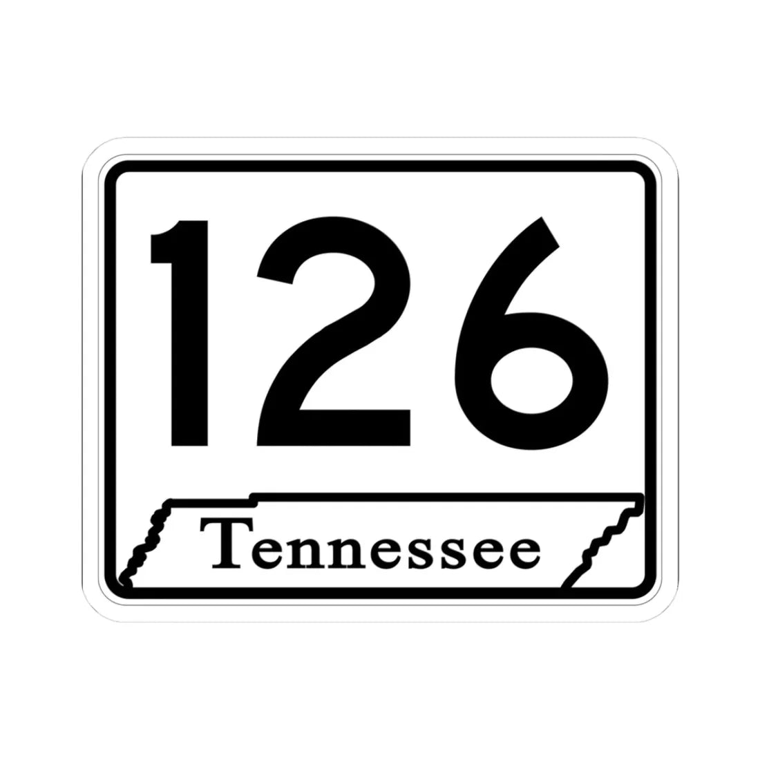 Tennessee 126 (Tennessee) (Road Sign) STICKER Vinyl Kiss-Cut Decal 3 Inch White - The Sticker Space