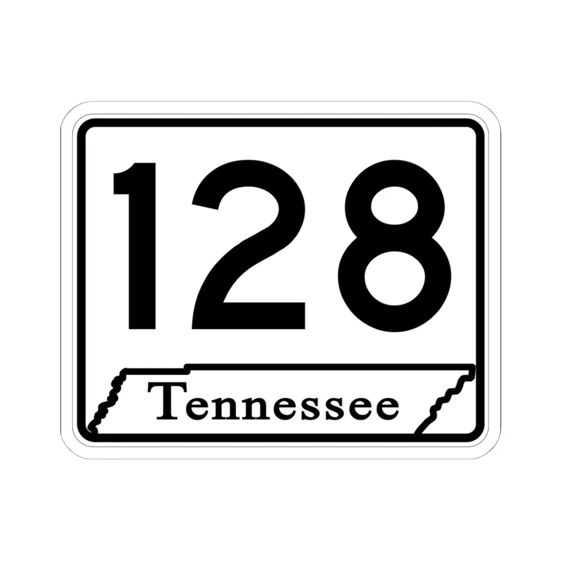 Tennessee 128 (Tennessee) (Road Sign) STICKER Vinyl Kiss-Cut Decal 6 Inch White - The Sticker Space