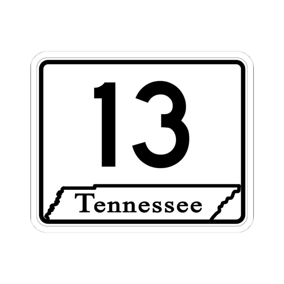 Tennessee 13 (Tennessee) (Road Sign) STICKER Vinyl Kiss-Cut Decal 4 Inch White - The Sticker Space