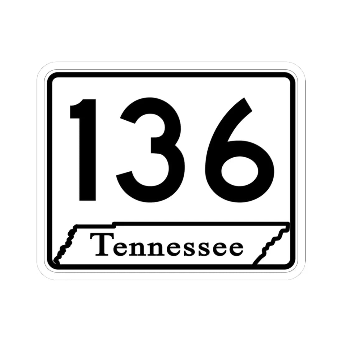 Tennessee 136 (Tennessee) (Road Sign) STICKER Vinyl Kiss-Cut Decal 3 Inch White - The Sticker Space