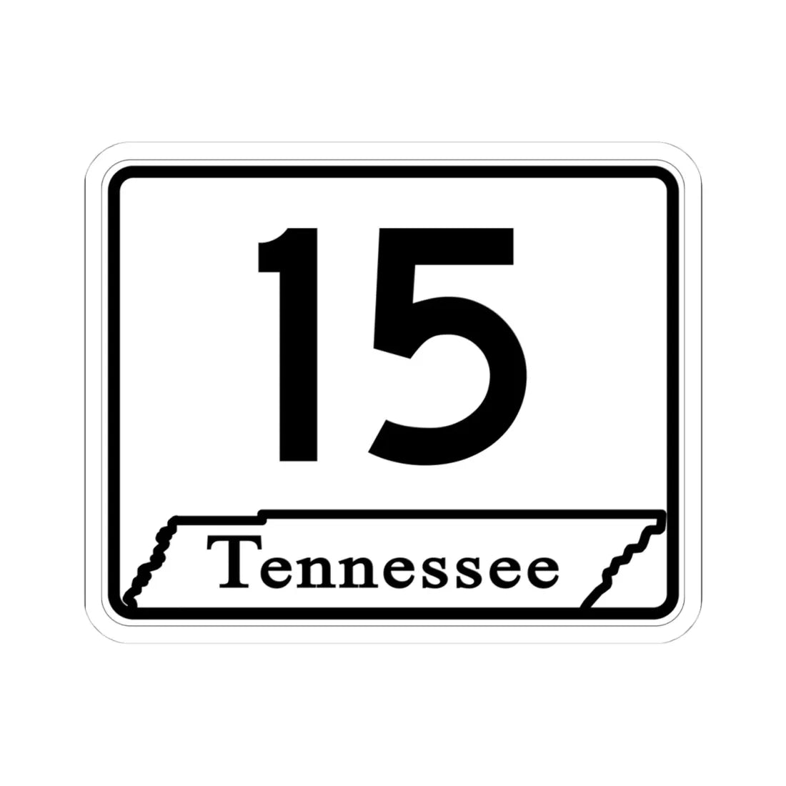 Tennessee 15 (Tennessee) (Road Sign) STICKER Vinyl Kiss-Cut Decal 4 Inch White - The Sticker Space