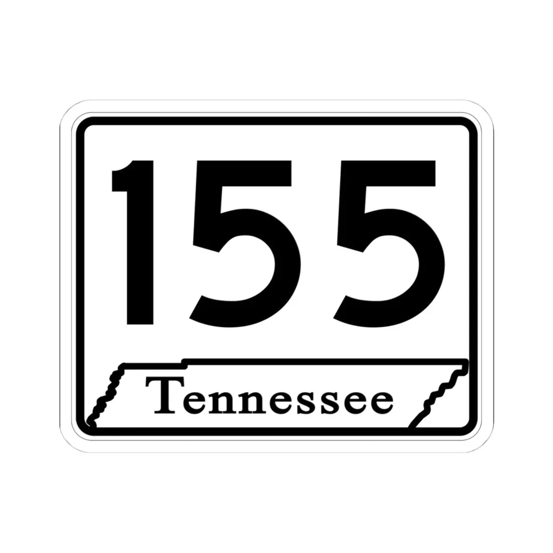 Tennessee 155 (Tennessee) (Road Sign) STICKER Vinyl Kiss-Cut Decal 4 Inch White - The Sticker Space