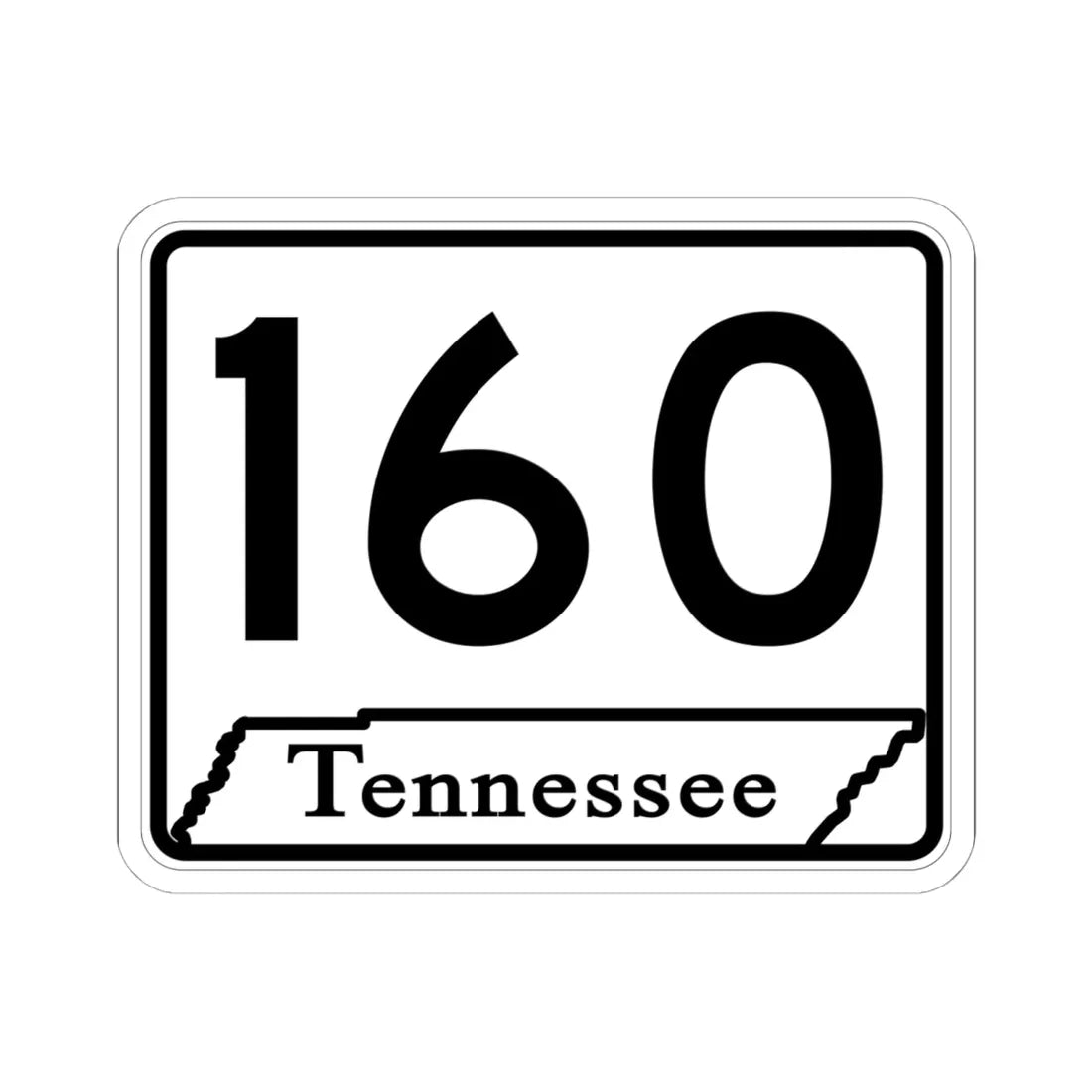 Tennessee 160 (Tennessee) (Road Sign) STICKER Vinyl Kiss-Cut Decal 6 Inch White - The Sticker Space