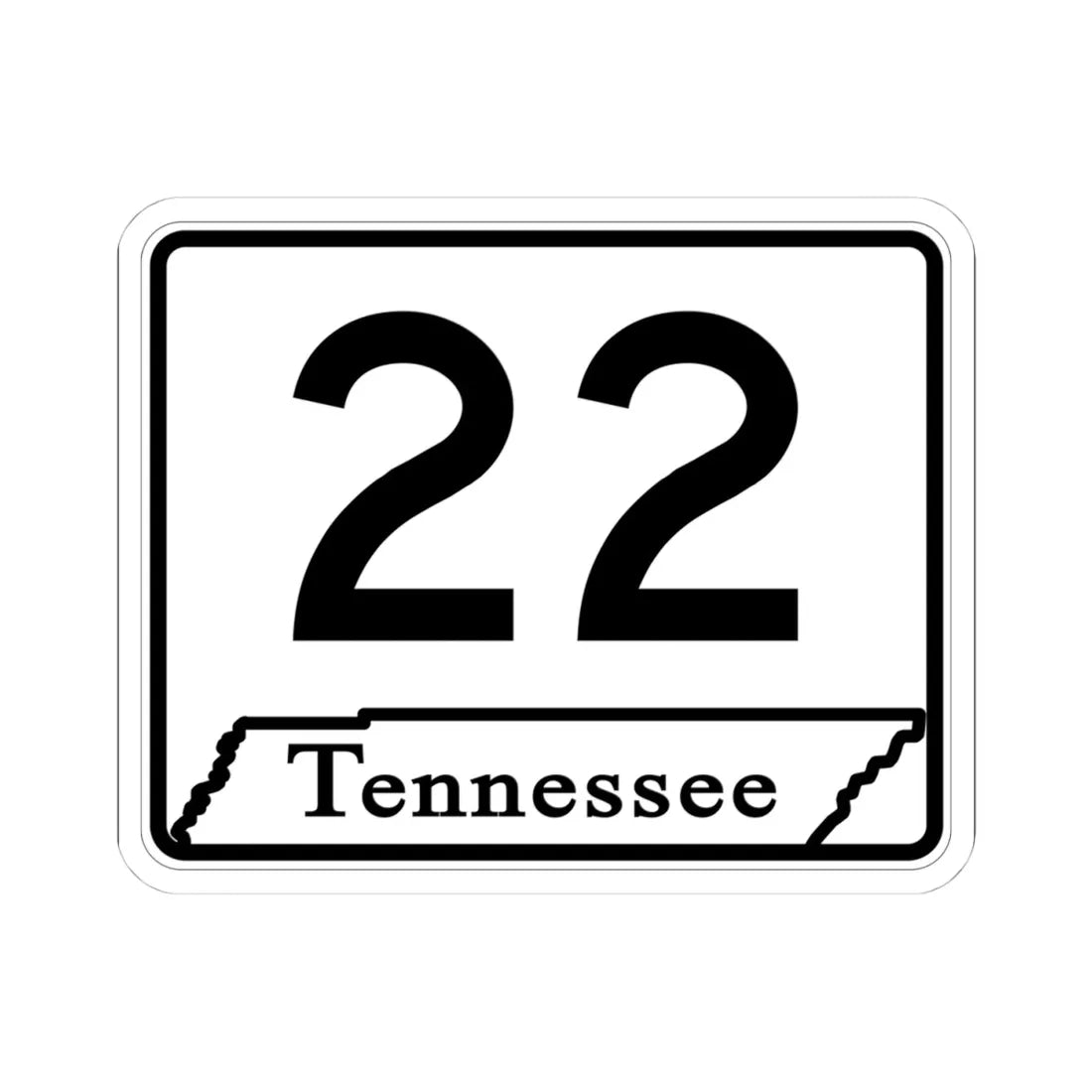 Tennessee 22 (Tennessee) (Road Sign) STICKER Vinyl Kiss-Cut Decal 4 Inch White - The Sticker Space