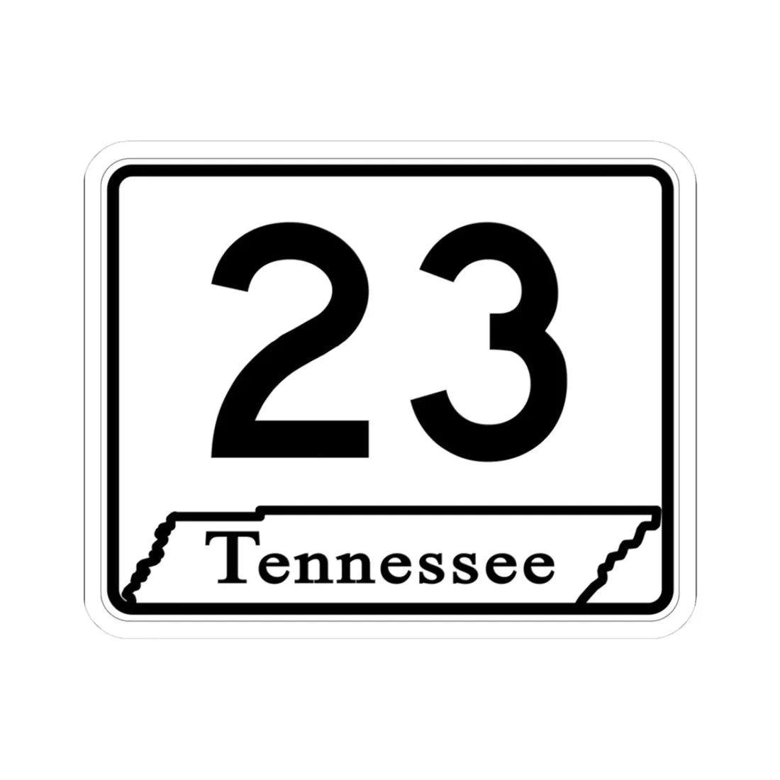 Tennessee 23 (Tennessee) (Road Sign) STICKER Vinyl Kiss-Cut Decal 3 Inch White - The Sticker Space