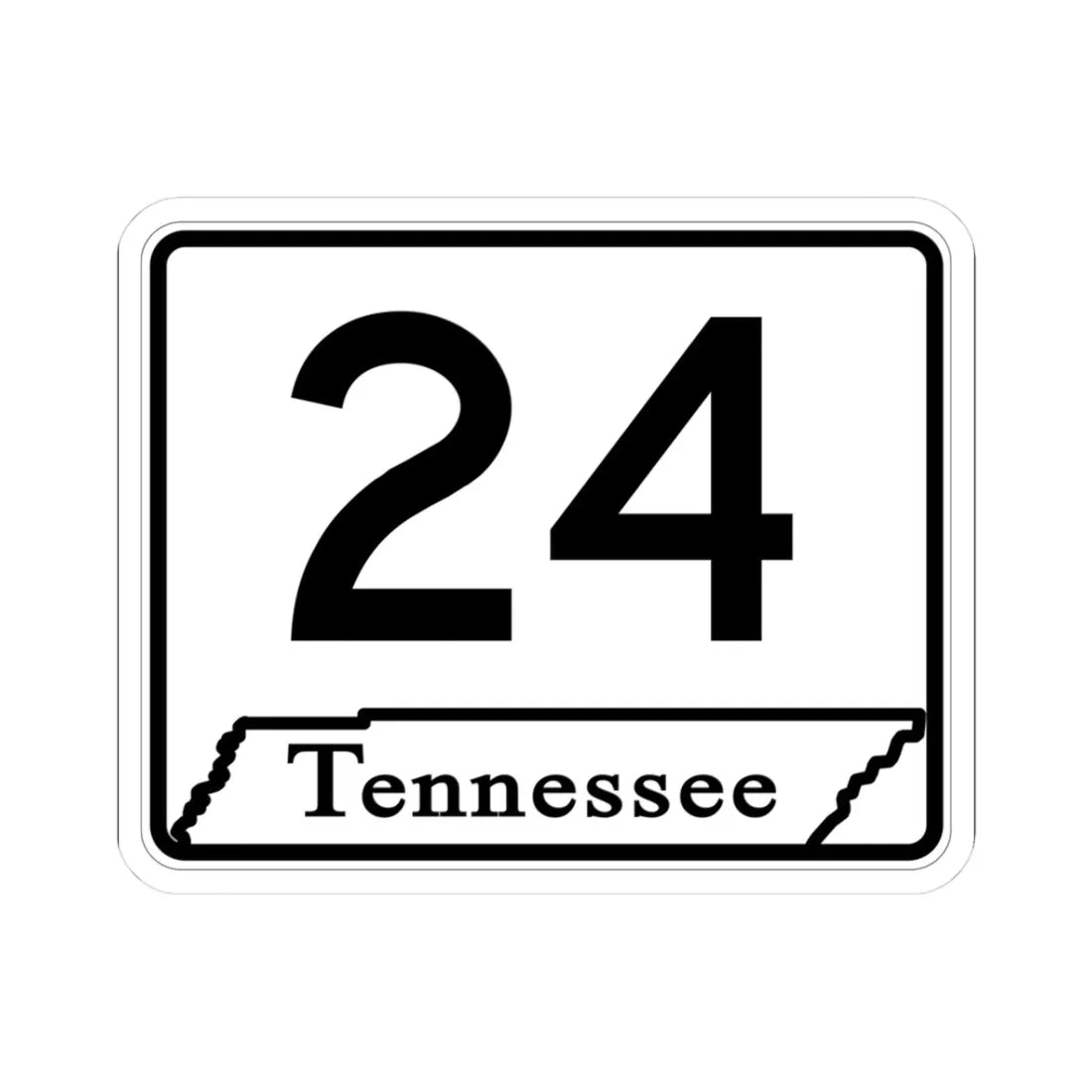 Tennessee 24 (Tennessee) (Road Sign) STICKER Vinyl Kiss-Cut Decal 3 Inch White - The Sticker Space