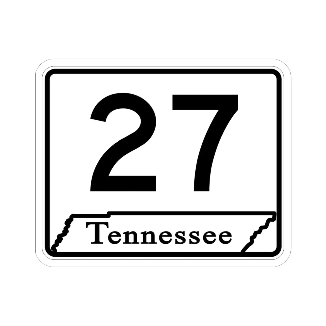 Tennessee 27 (Tennessee) (Road Sign) STICKER Vinyl Kiss-Cut Decal 4 Inch White - The Sticker Space